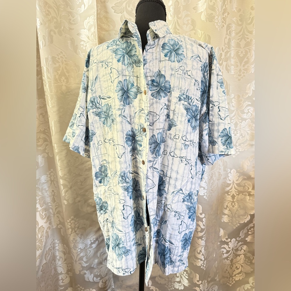 Milano Bay Floral Shirt in Blue and White/C132